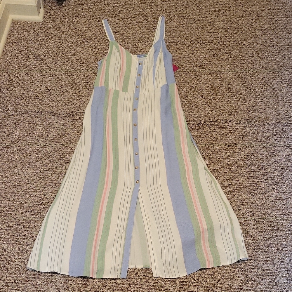 SO Striped Multicolor Button-Down Maxi Dress